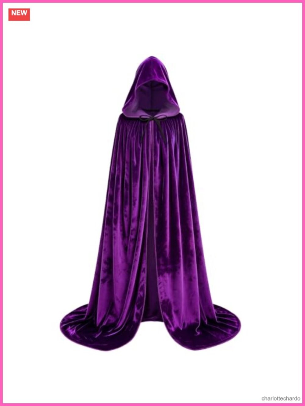Velvet Hooded Cape Cloak Halloween Cosplay Vampire Wizard Robe